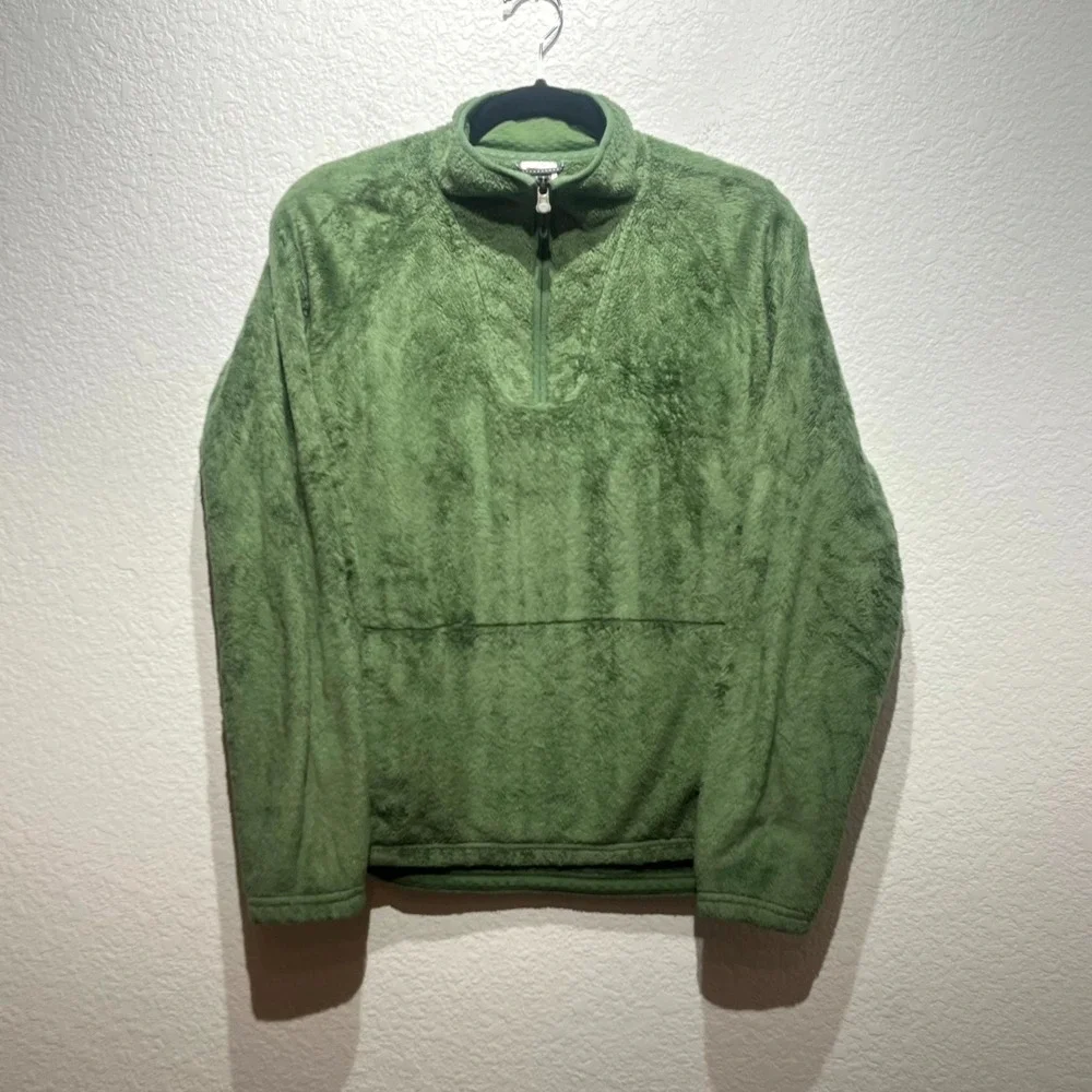 Vintage The North Face Fleece Jacket Men Large Olive Green Mock Neck Quarter Zip